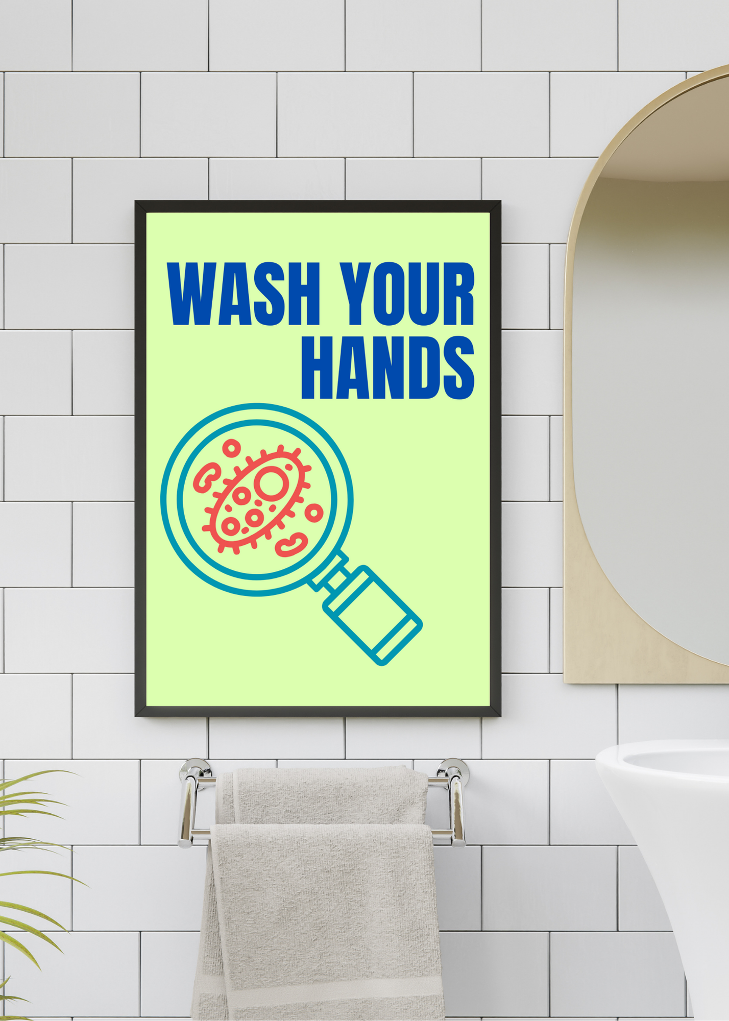 19 Wash Your Hands Wall Art Bundle - 5 Sizes for Bathroom, Kids Room & Print on Demand