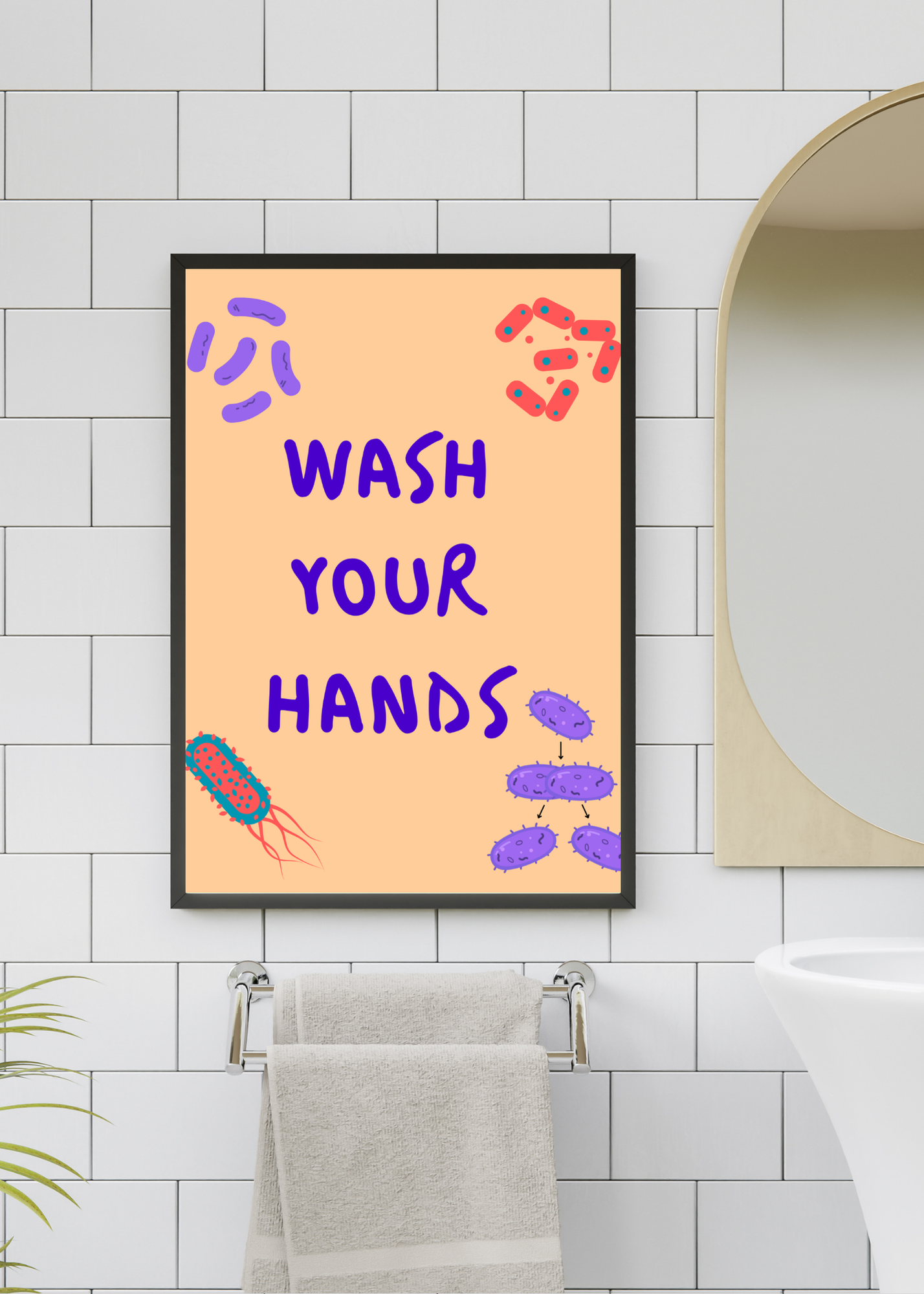 19 Wash Your Hands Wall Art Bundle - 5 Sizes for Bathroom, Kids Room & Print on Demand