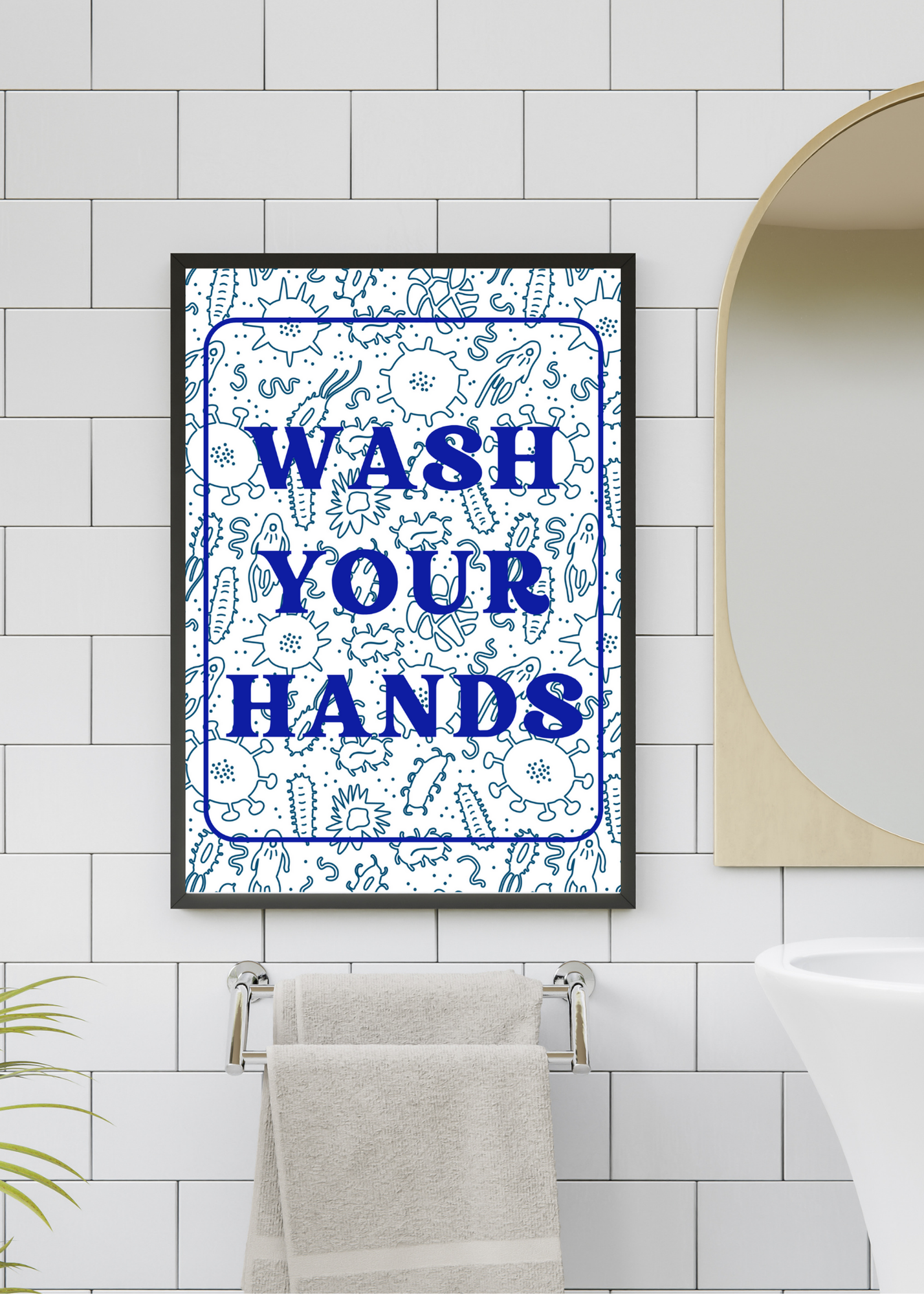 19 Wash Your Hands Wall Art Bundle - 5 Sizes for Bathroom, Kids Room & Print on Demand