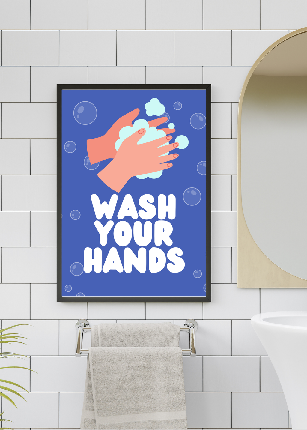 19 Wash Your Hands Wall Art Bundle - 5 Sizes for Bathroom, Kids Room & Print on Demand